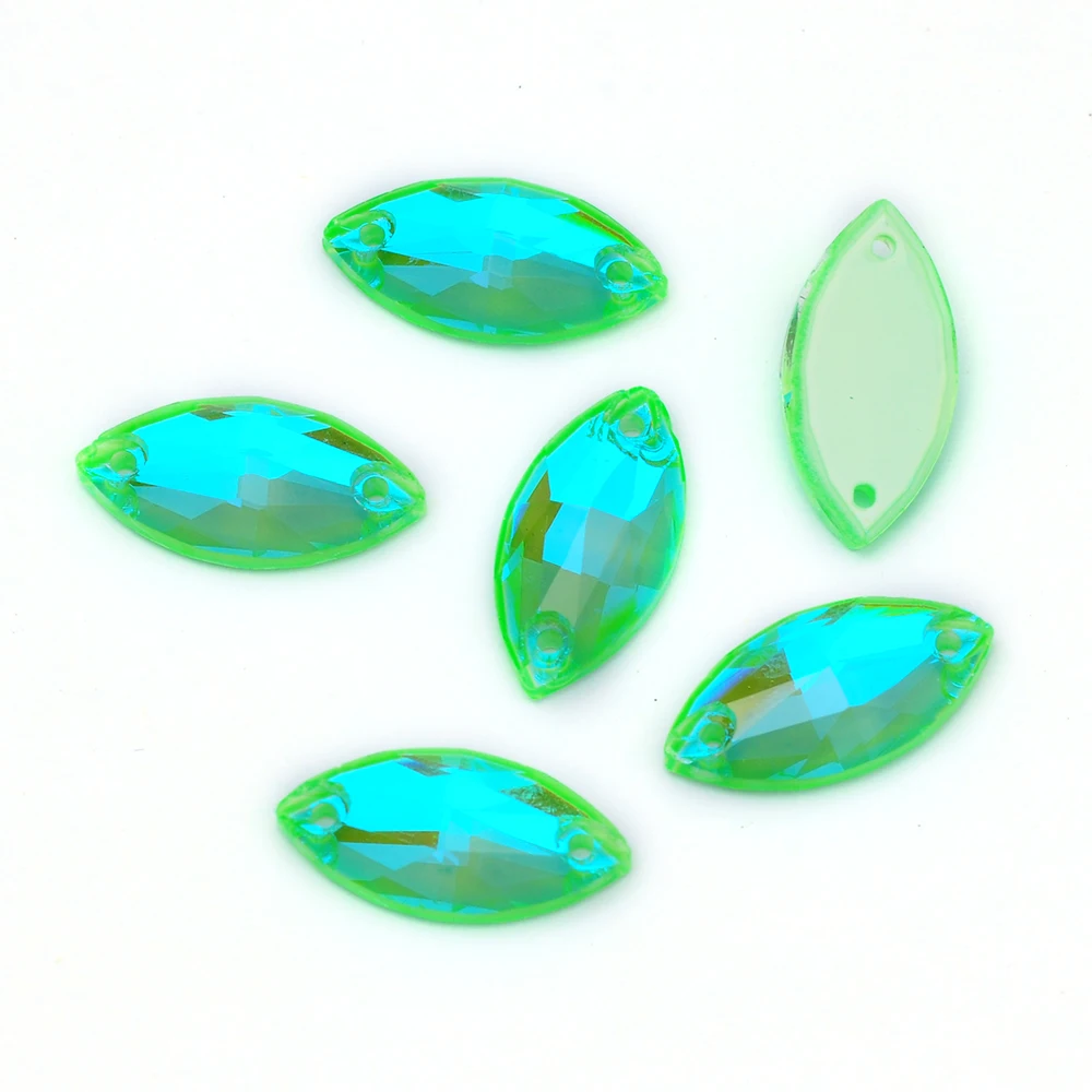 PUBRILEX Neon Flachboden-Strasssteine zum Aufnähen, Glas-Navette, DIY-Näh- und Bastelzubehör, Kristalle für Handarbeiten und Kleidungsdekoration – Detail 7