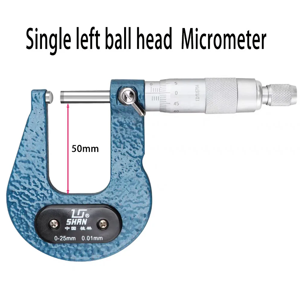 

Single left ball head Micrometer deep depth 100mm tube wall thickness measure type B sphere Curved surface measuring head