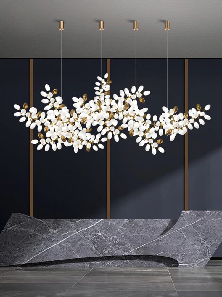 

Постмодернистская роскошная люстра из белого стекла, светодиодное освещение, длинный подвесной светильник из виноградного шнура для декора гостиной