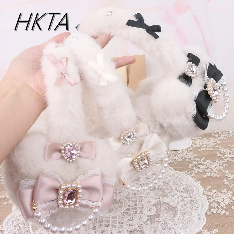 Handmade Japanese Liz Sweet Mine Series Hairy Big Love Bow Warm Ears Ear Protector Female Lolita Girls Winter New Warm Earmuffs