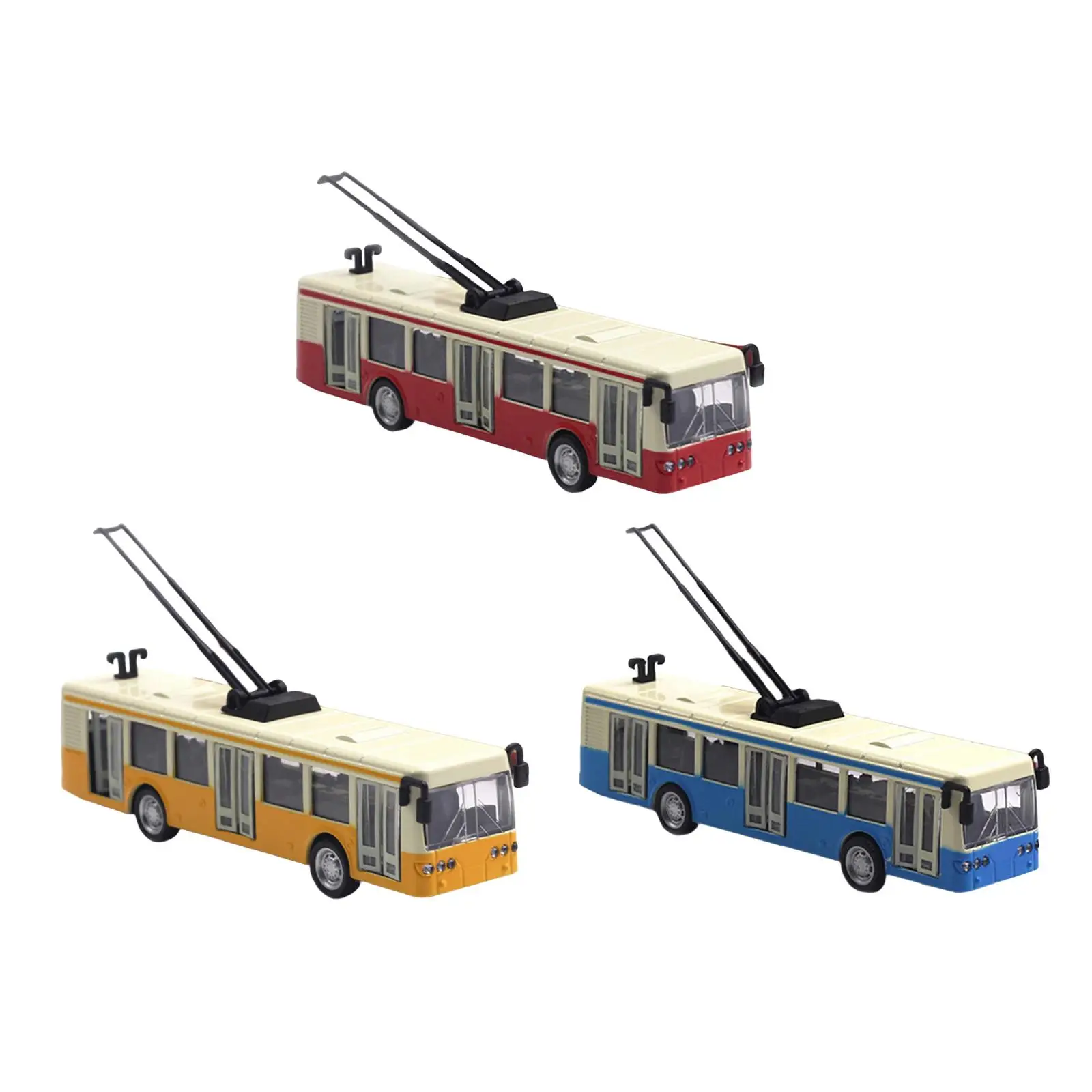 

Miniature Tram Model 1/90 Collectible Metal Decoration Prop with Light and Music Collectors Gift Interactive Transport Car Model