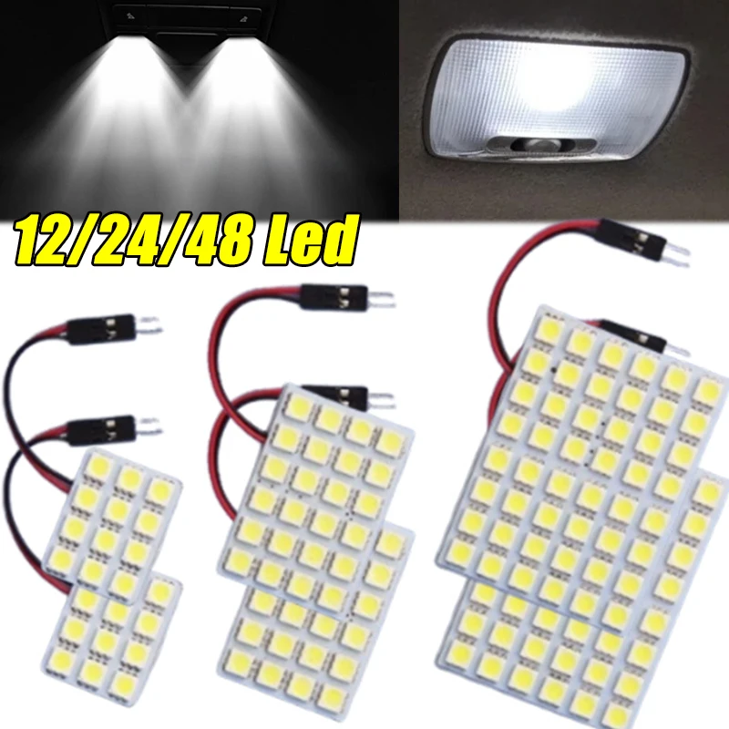12V Car interior Reading White Lights Car LED Light Interior Reading Lamp 48 24 12 SMD Lights Auto Trunk Roof Dome Bulbs