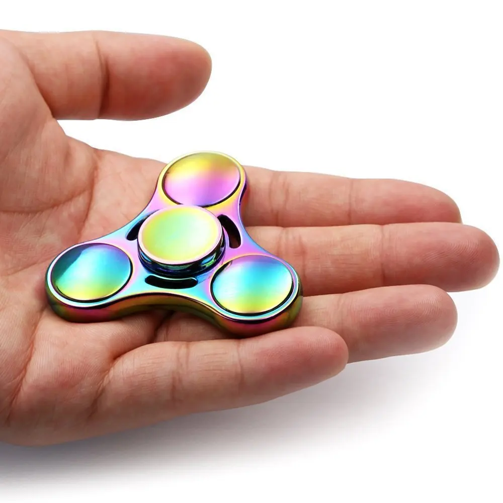 Colorful Spinning Triangle Fingertip Gyro Triple Leaf Cool Alloy Hand Spinner EDC Interfinger Gyro Relieve Stress Toys Gifts