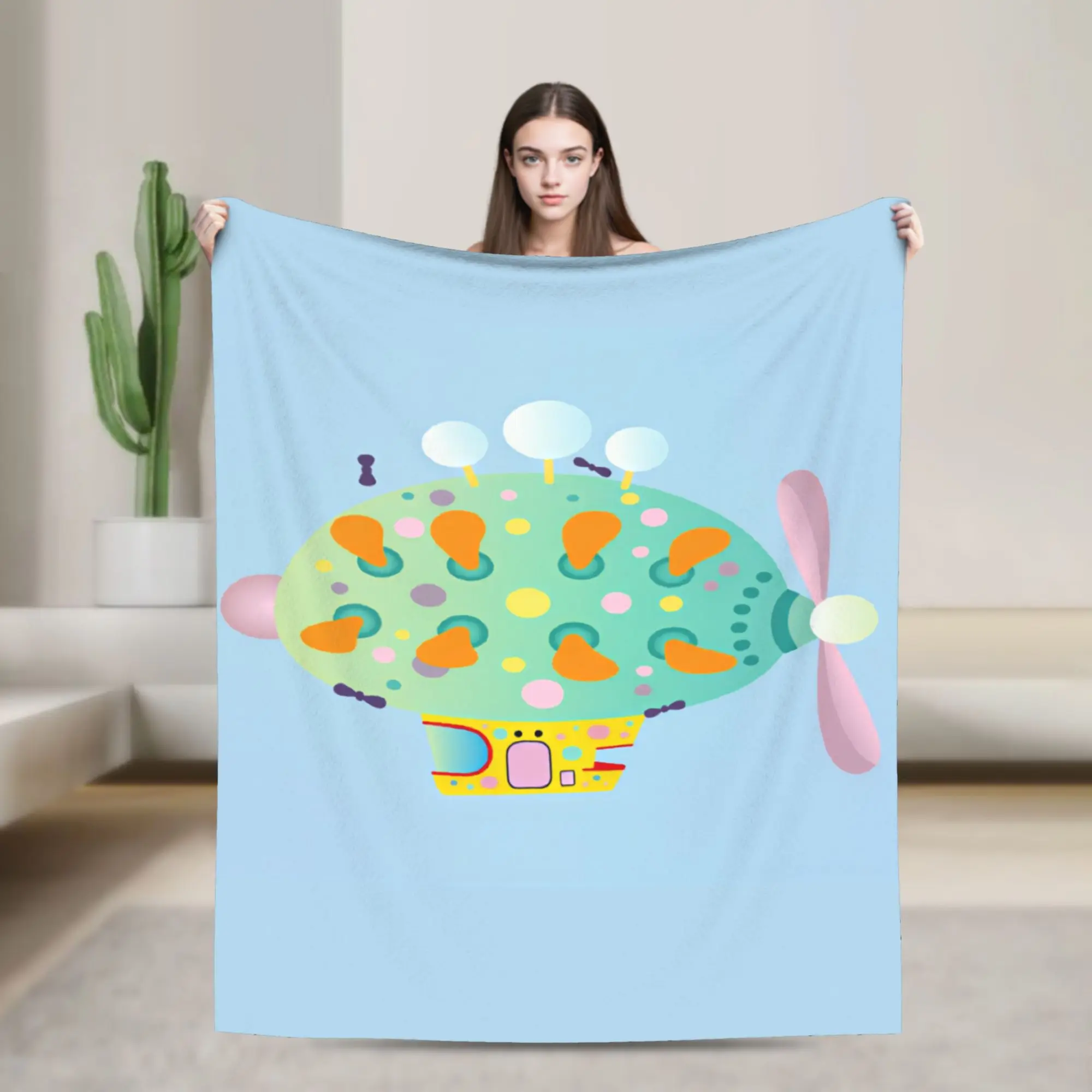 The Pinky ponk zeppelin In the night garden Throw Blanket Warm Napping Blanket for Office Couch Bed