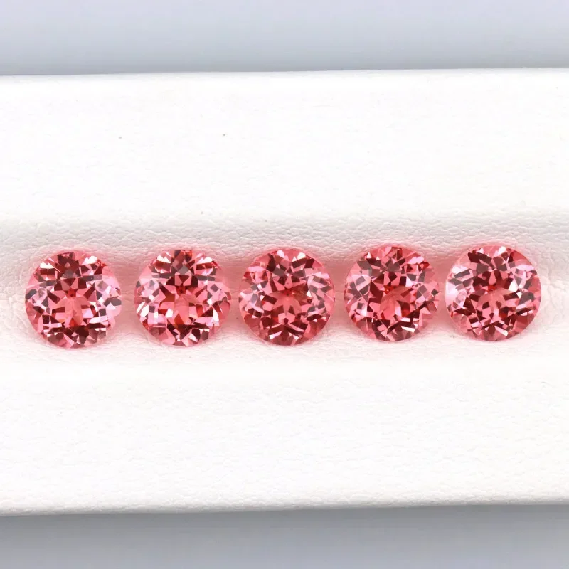 Künstlicher Edelstein Padparadscha Roter Lotus-Farbton Runde Form Großhandel Verfügbar mit Zertifikat – Detail 12