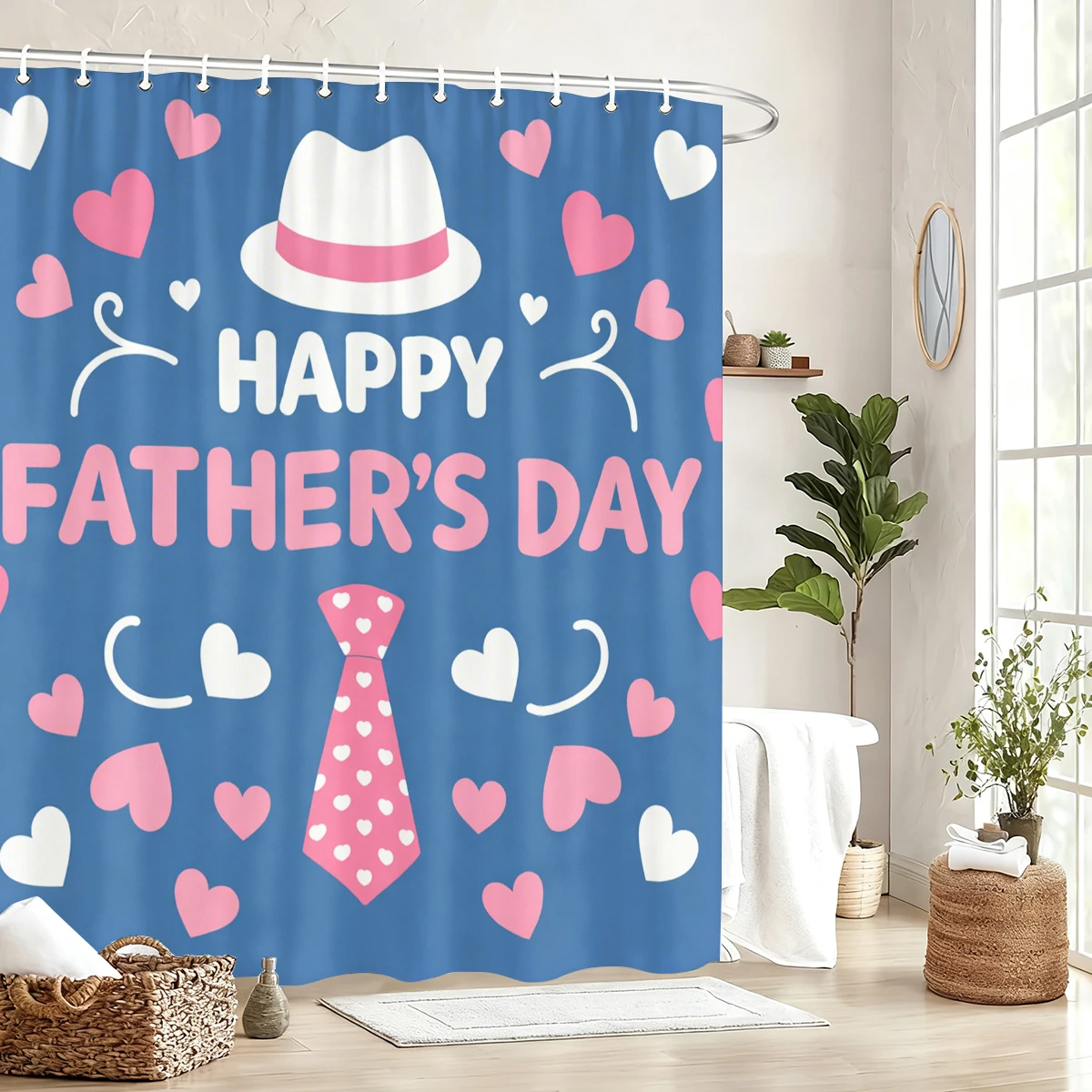 

Полиэстеровая занавеска для душа с тематикой Дня отца - праздничная декоративная занавеска для ванной комнаты для семейных торжеств