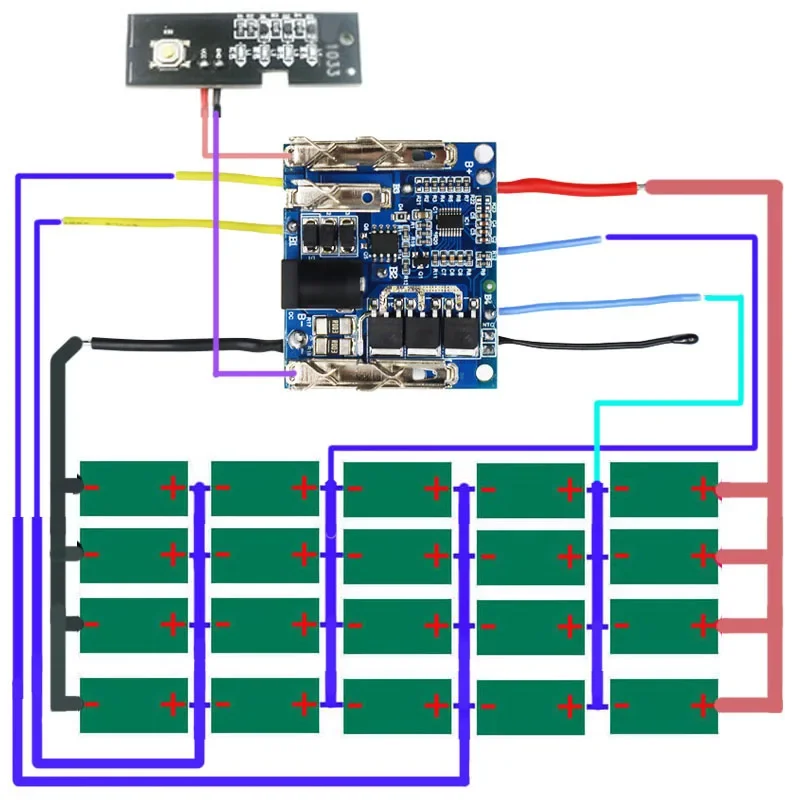 Caja de batería de iones de litio 20X18650, placa de circuito de protección de carga PCB para Lomvum Zhipu Hongsong Jingmi para batería de litio Makita de 18V