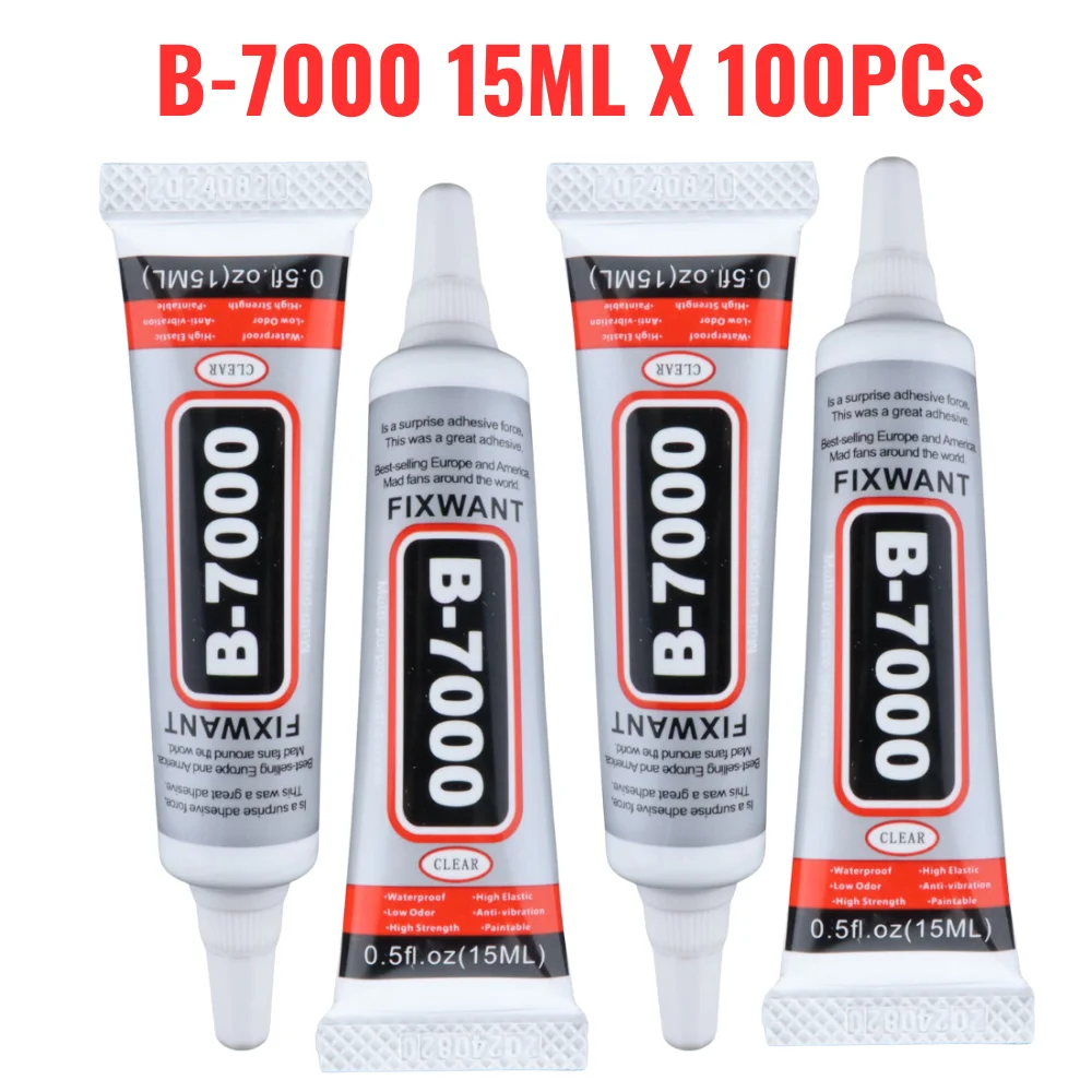 100PCS B-7000 15ML Clear Contact Phone Repair Adhesive B7000 Universal Glass Plastic Leather Wood Glue With Applicator Tip