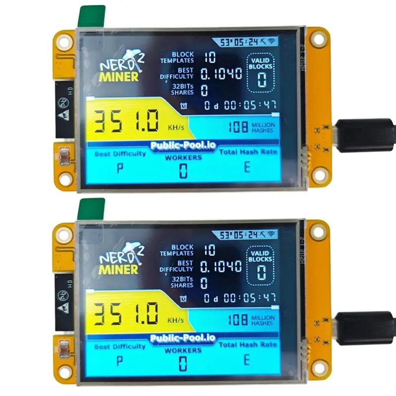 exquisite-upgraded-harshrate-2pcs-nerdminer-350kh-s-solo-miner-28-smart-display-bitcoin-crypto-mining-for-lottery-use
