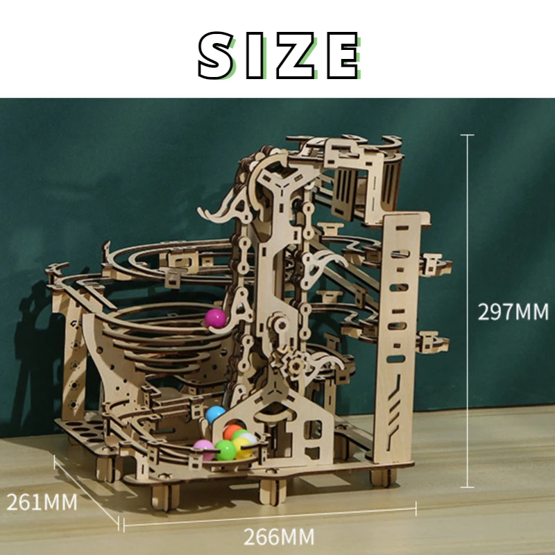 335PCS Marble Run Set 3D Wooden Puzzle DIY Maze Model Building Block Kits Assembly Educational Toys For Children Adult Stem Gift