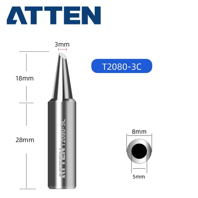 

ATTEN T2080-3c/5c/6.4c Soldering Iron Tips for ST-2080/ST-2080D Welder Iron Replacement Part Tool