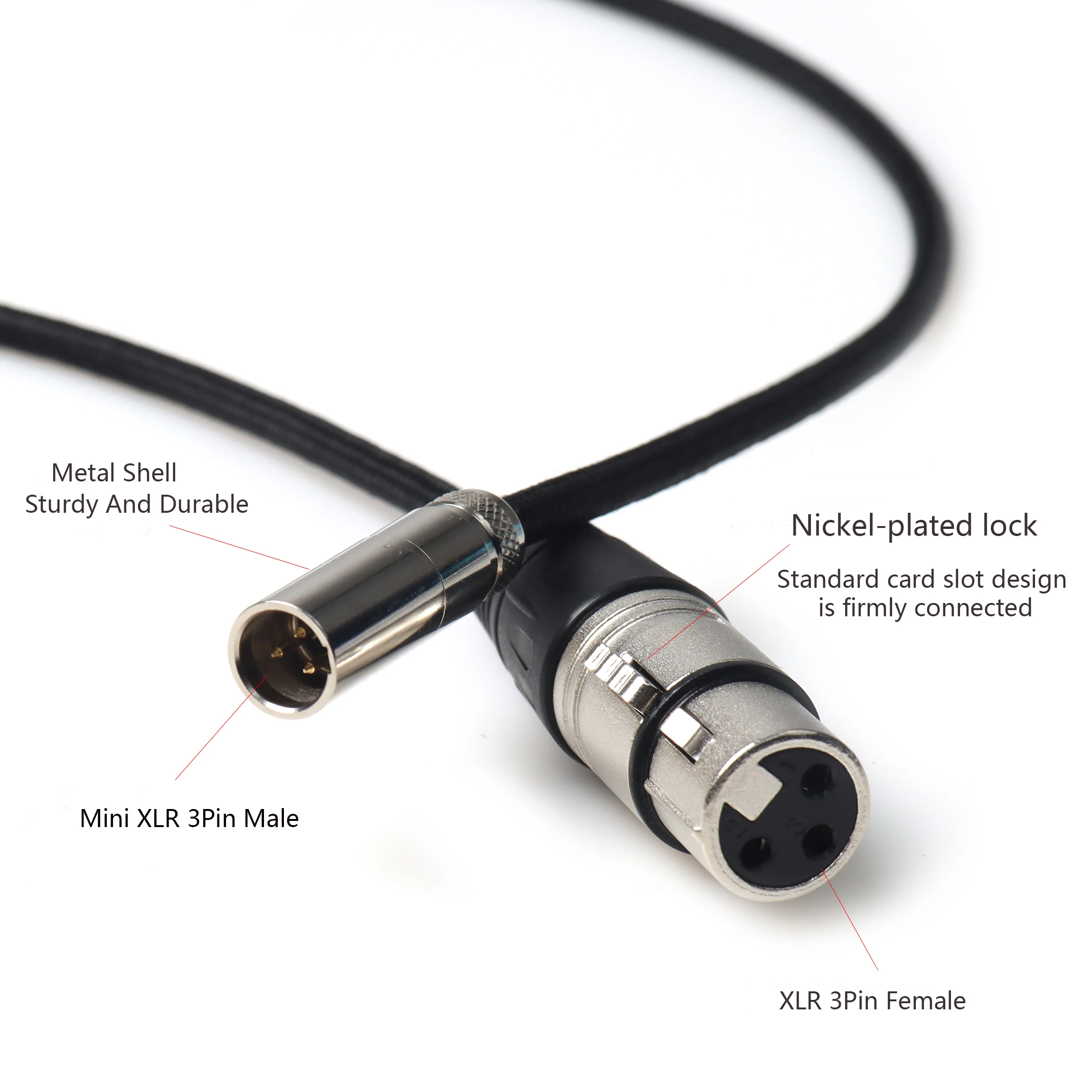 

【LANO】40 см, красный, черный, синий, микрофонный кабель XLR «папа» — «мама» Mini XLR, сбалансированные 3-контактные микрофонные аудиокабели 4K/6K, видео камеры As