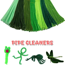 200 Pieces Green Pipe Cleaners Chenille Stem, Solid Color Pipe Cleaners Set for Pipe Cleaners DIY Arts Crafts Decorations