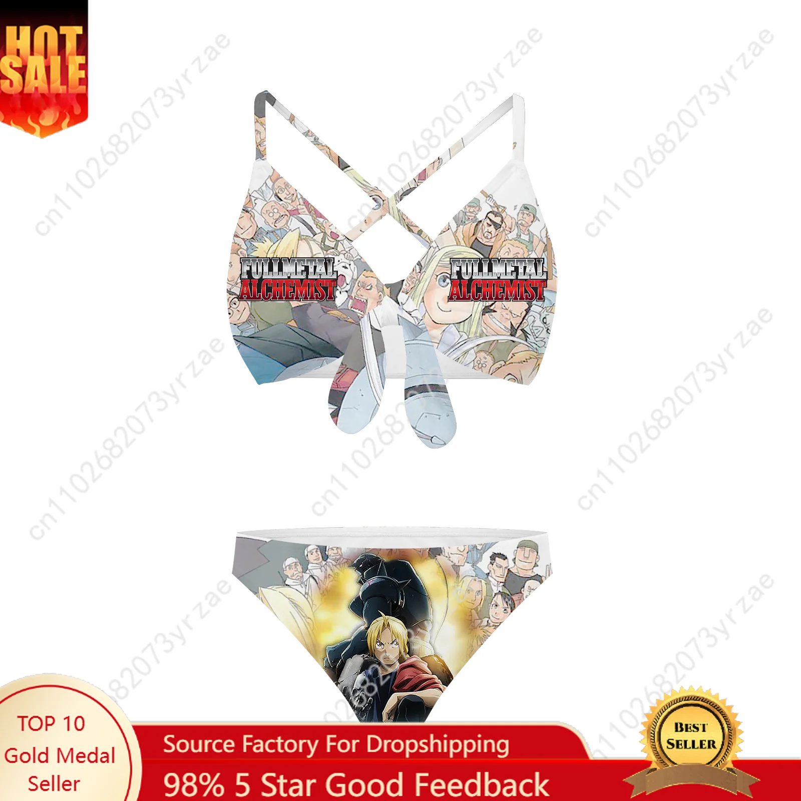 

Fullmetal Alchemist Beachwear Cross Strap Suspenders Swimsuits Womens Fashion Bikini Pool Party Swimwear Custom Bathing Suits