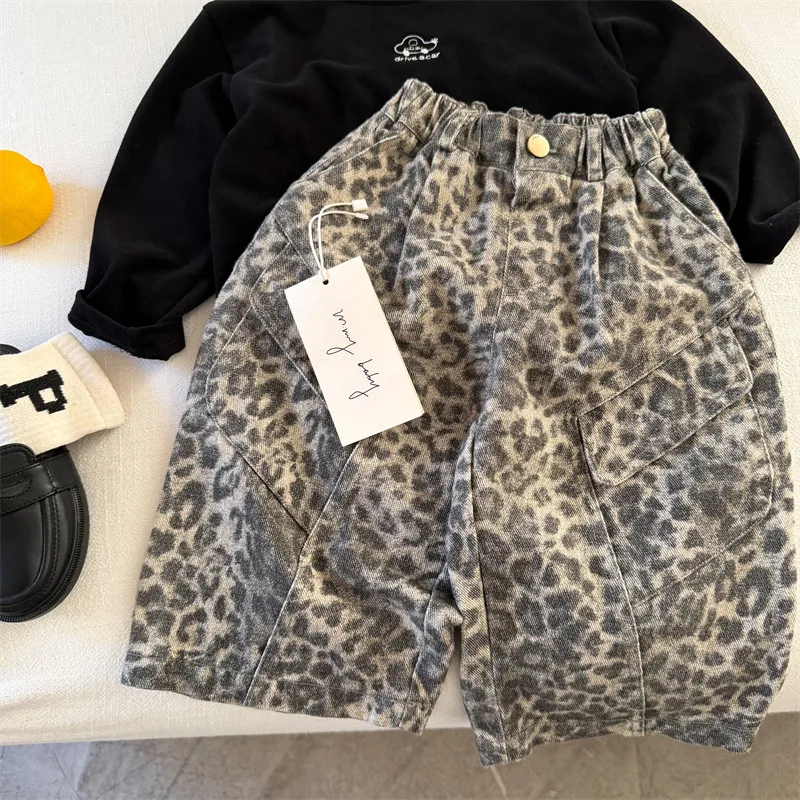 Boys Pants 2026 Autumn and Winter New Children's Clothing Korean Style Boys and Girls Personality Leopard Print Casual Pants
