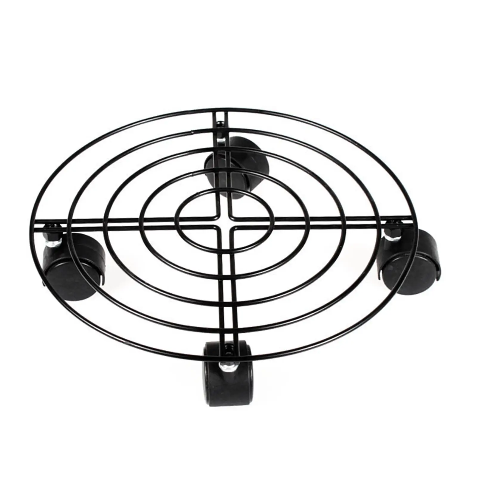 Metal Planter Caddy Flower Pot Stand 10inches with Rolling Casters for Office Parlor Balcony Courtyard Circular Mesh Structure