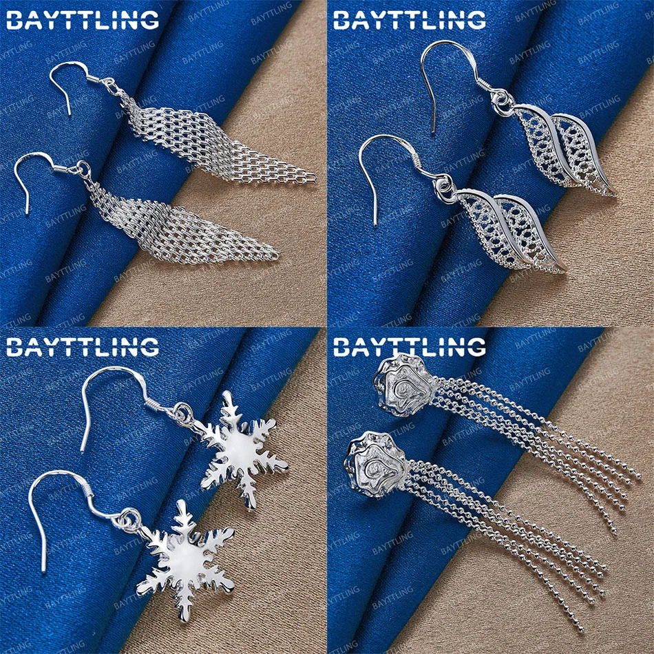 

Charm 925 Sterling Silver Exquisite Rose Tassel Dangle Earrings Women Gift Wedding Accessories Jewelry Party