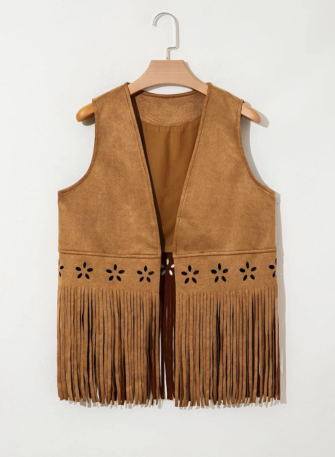 Fashion Women y2k Aesthetic Vest Coats Sleeveless Open Front Hollowed JacketsTasseled Vests Outwear Gilet Casual Streetwear