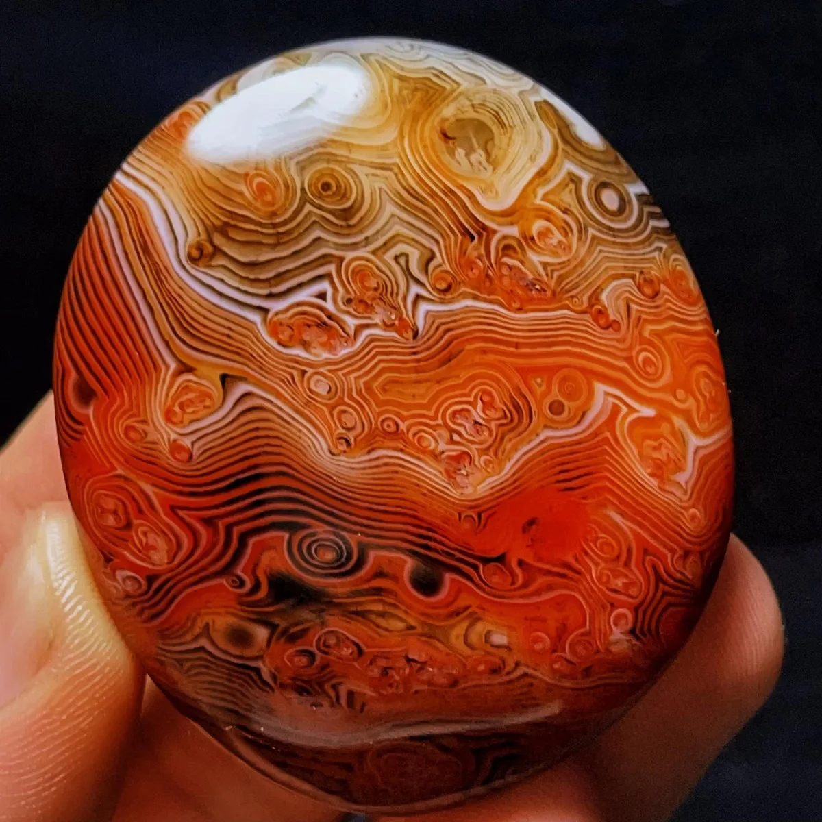 Mountain Gem Banded Agate Palm Stone, Polished Tumbled, Smooth Texture, Rock Collection, Natural Stone, Crystal Collection