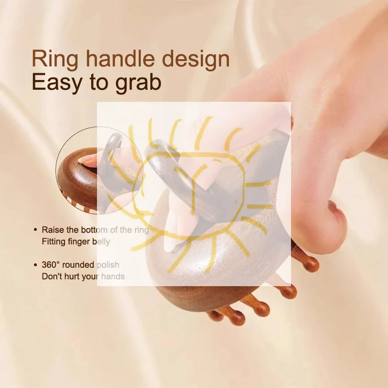 

Многофункциональная древесная терапевтическая массажная расческа, массажер для головы, натуральный сандал, круглый зуб, гуаша, скребковый массажер для тела