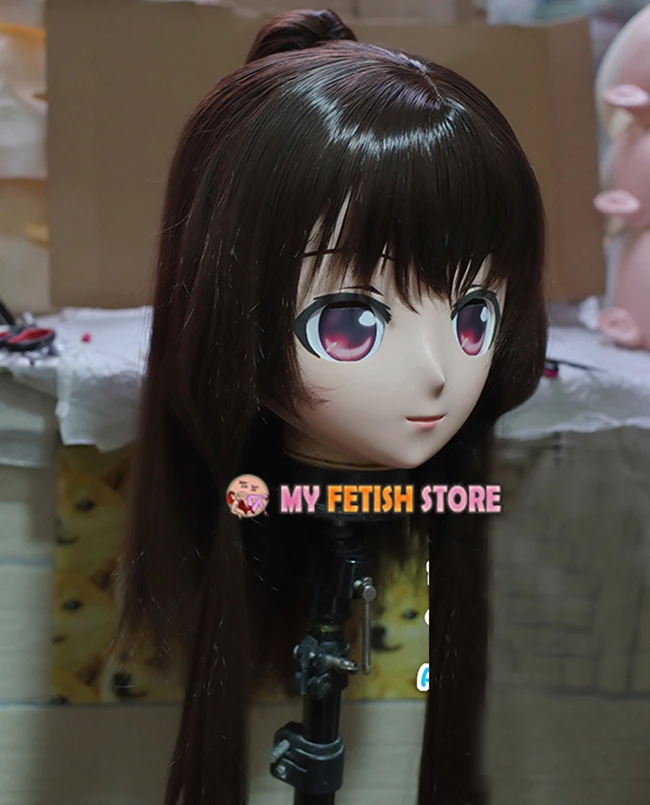 (KM110) Handmade Female Resin Crossdress Pretty Girl 3/4 Head Lolita Doll Mask Japanese Anime Cosplay Kigurumi Mask Crossdresser