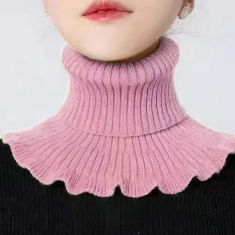 Knitted Ties Fashion Cotton Detachable Fake Collar for Woman Solid Color Ladies Casual Warm Cover Head Neck Guard Collar