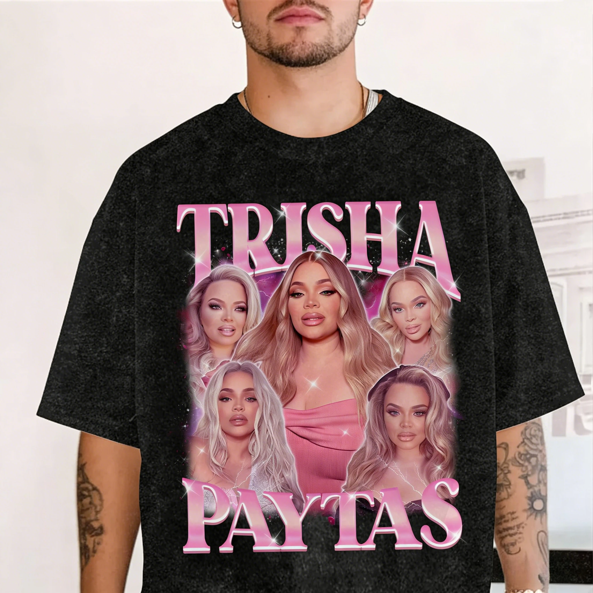 

Футболки из выстиранного хлопка с графическим принтом Trisha Paytas в стиле 90-х для фанатов, подарок, высококачественная мужская спортивная одежда унисекс, мужская одежда, топ