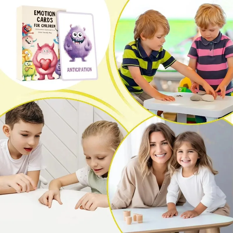 32Pcs Kids Mindfulness Feeling Cards German Language Cute Monster Animal Theme Emotional Recognition Learning Educational Flash