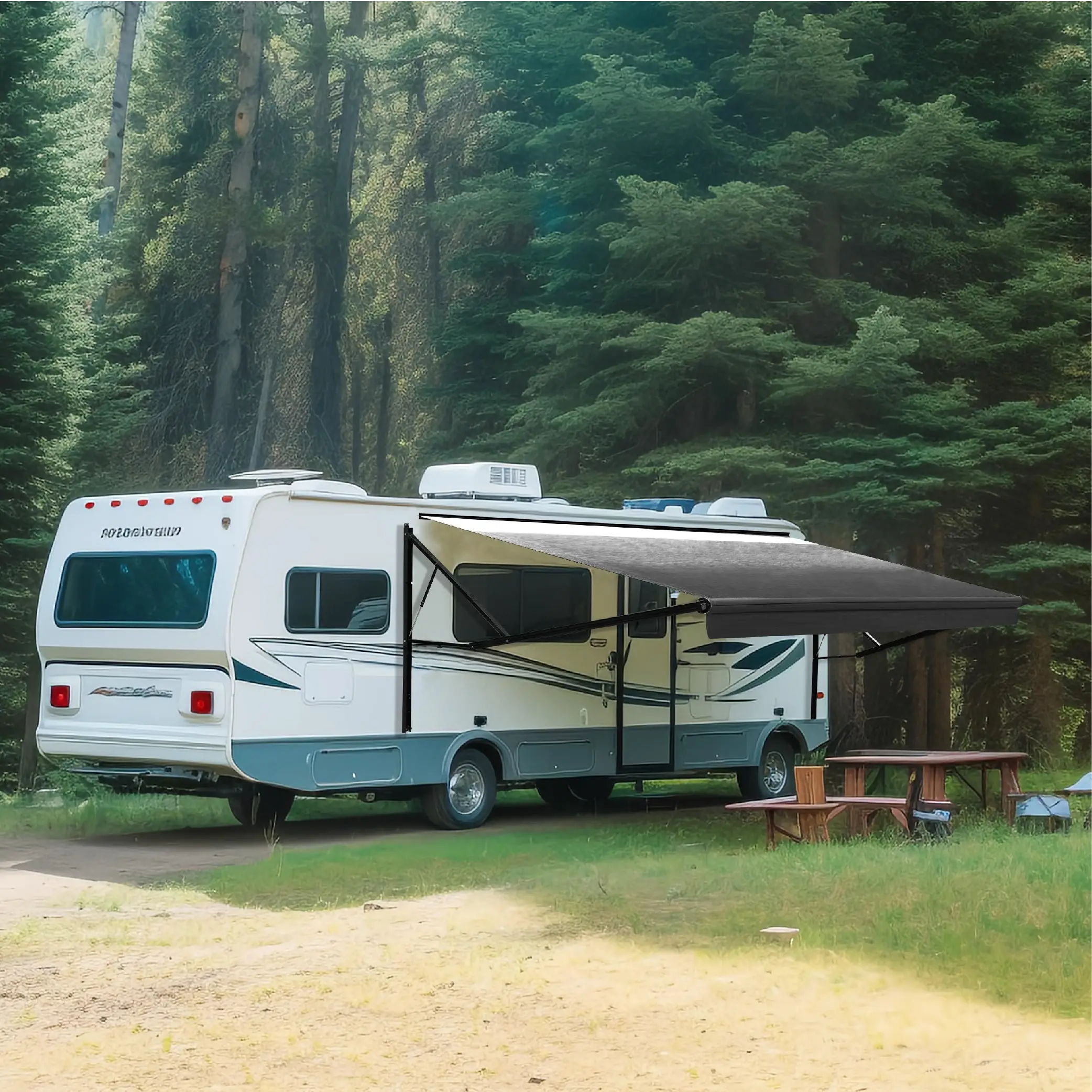 Wareda W5700 Power RV Awning System Electric Retractable Patio Shade For Travel Trailer And Motorhome