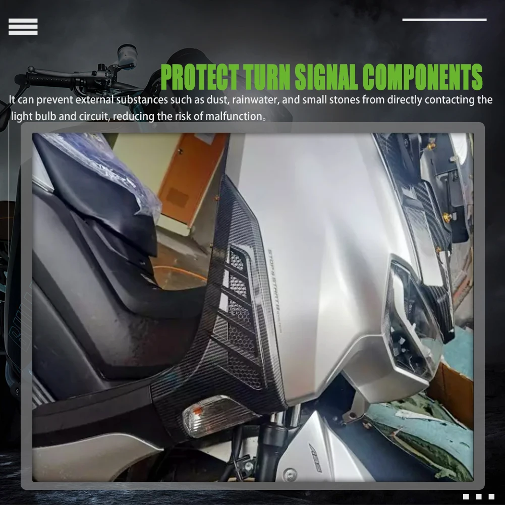 Peças de motocicleta com aparência de fibra de carbono, capa de luz de seta, proteção de lâmpada frontal para yamaha nmax155 N-MAX 155 nmax 155 2020-2024
