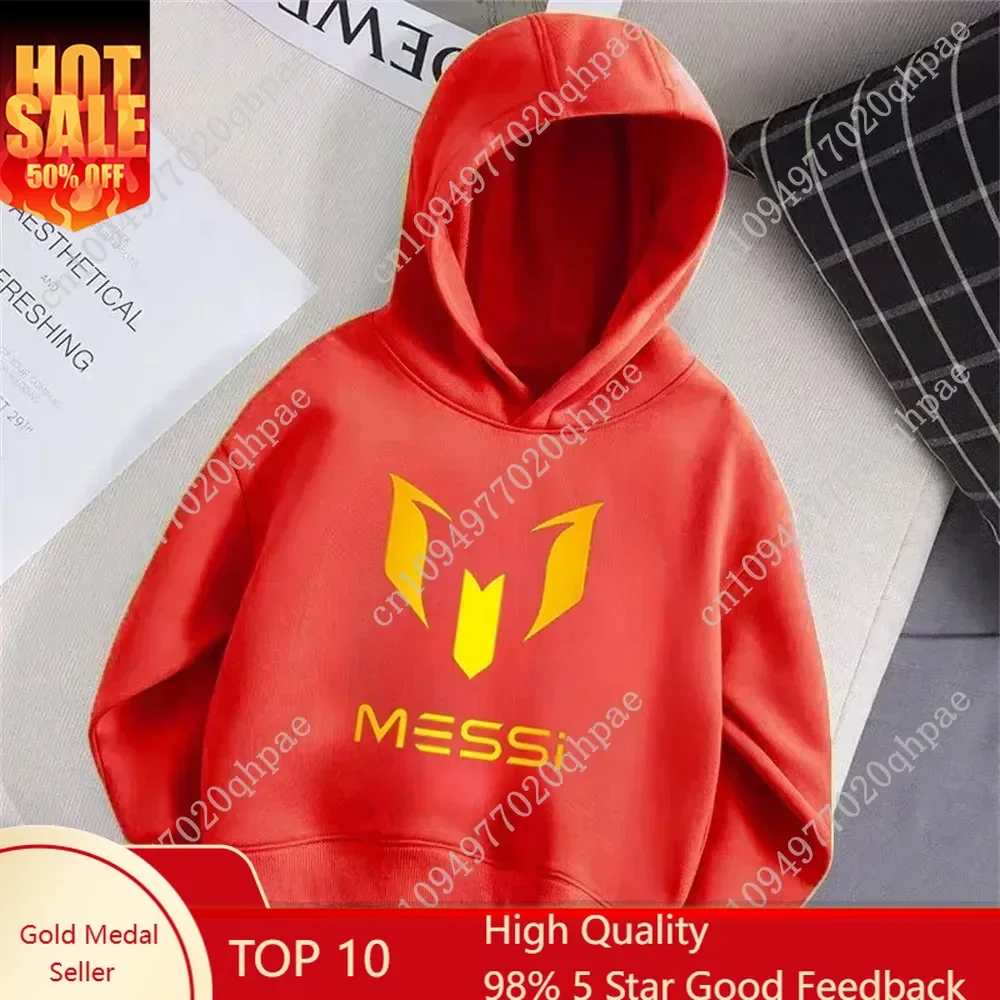 

Autumn Winter Cartoon Messi Printed Children Hoodies Long Sleeve Casual Fashion Boy's Girl's Pullover Sports Kid Sweatshrts Coat
