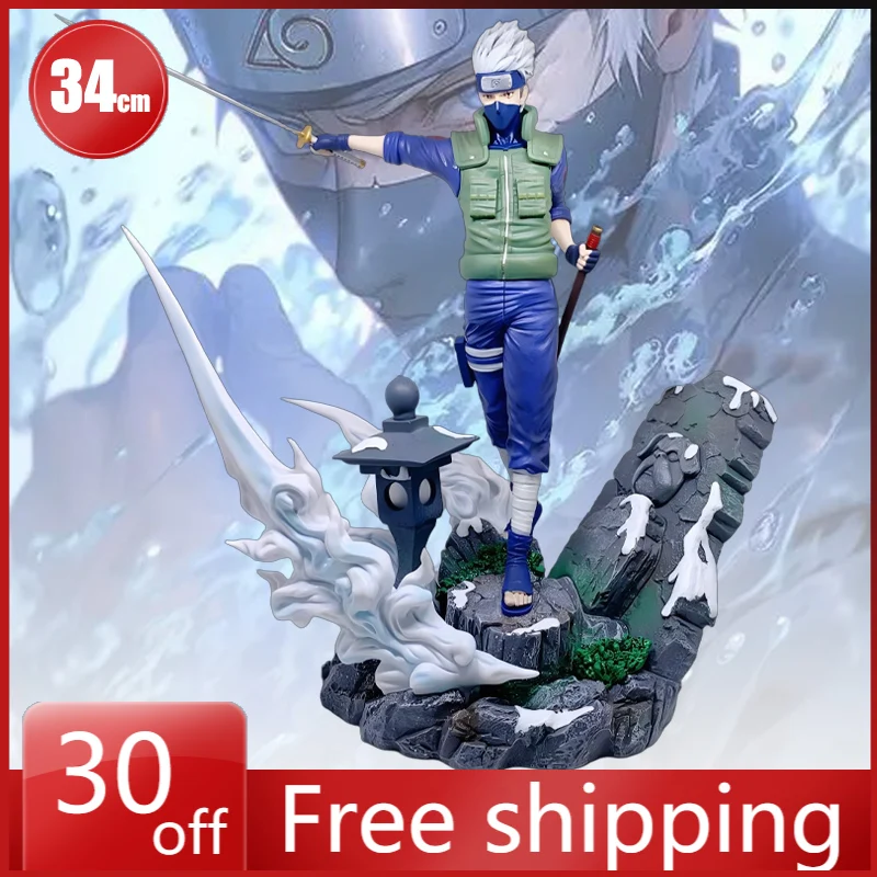 

35m Naruto Figures Hatake Kakashi Sword Drawing Stand Anime Collect Model Pvc Desktop Ornaments Holiday Gifts Children Toys