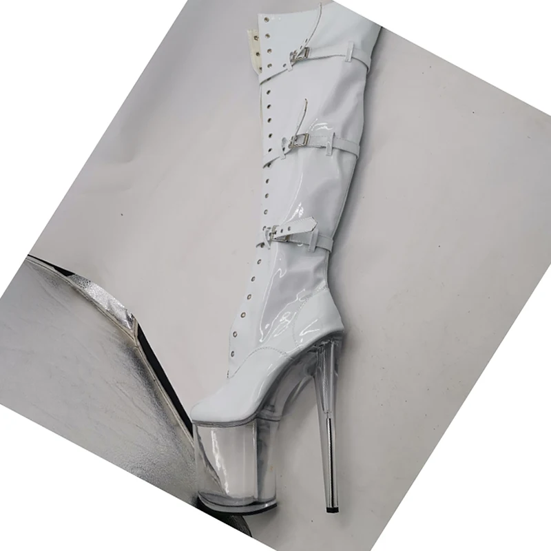 LAIJIANJINXIA-Sexy Sobre As Botas Do Joelho Para Mulheres, Salto Alto Exótico, Botas De Festa, Sapatos De Dança Pole, PU Superior, Novo, A057, 20cm, 8 polegadas