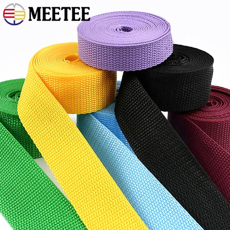 

5M 20-50mm Meetee 1.1mm Thick Nylon Webbing Polypropylene Shoulder Bag Strap Belt Sling Bias Band Ribbon DIY Sewing Accessories