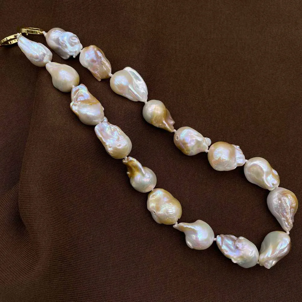 Rare Colors Baroque Pearl Irregular Statement Necklace Flameball Pear Shape White Golden Natural Pearls Jewelry Elegant