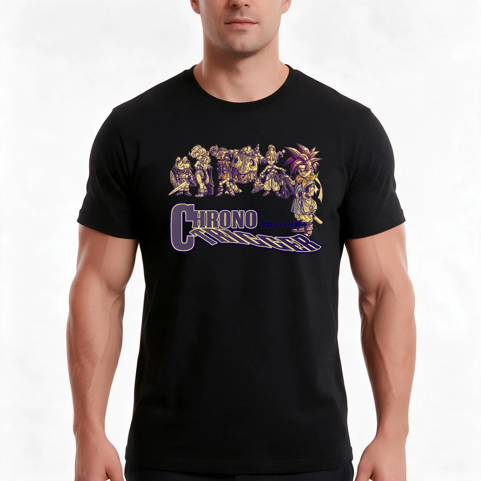 Chrono T-Shirt, Summer Casual Cotton Tee, Oversized Streetwear Tops, Vintage Graphic Print, Loose Fit Short Sleeve, 100% Cotton