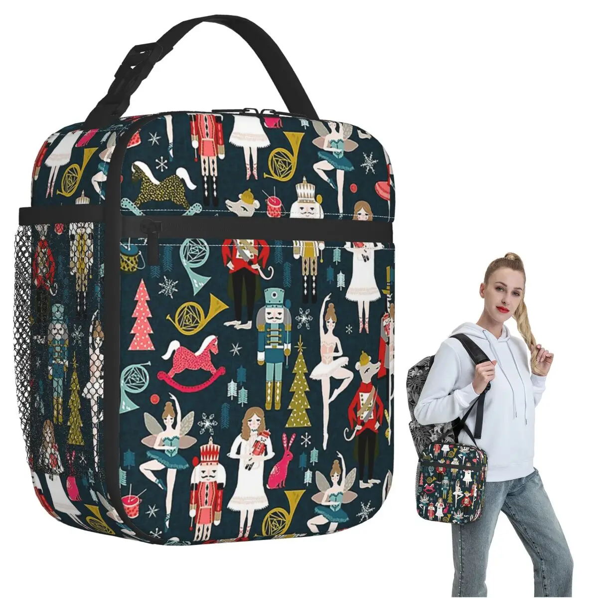 Nutcracker Ballet By Andrea Lauren Insulated Lunch Bag for Women Children Portable Food Boxes Thermal Lunch Box Tote