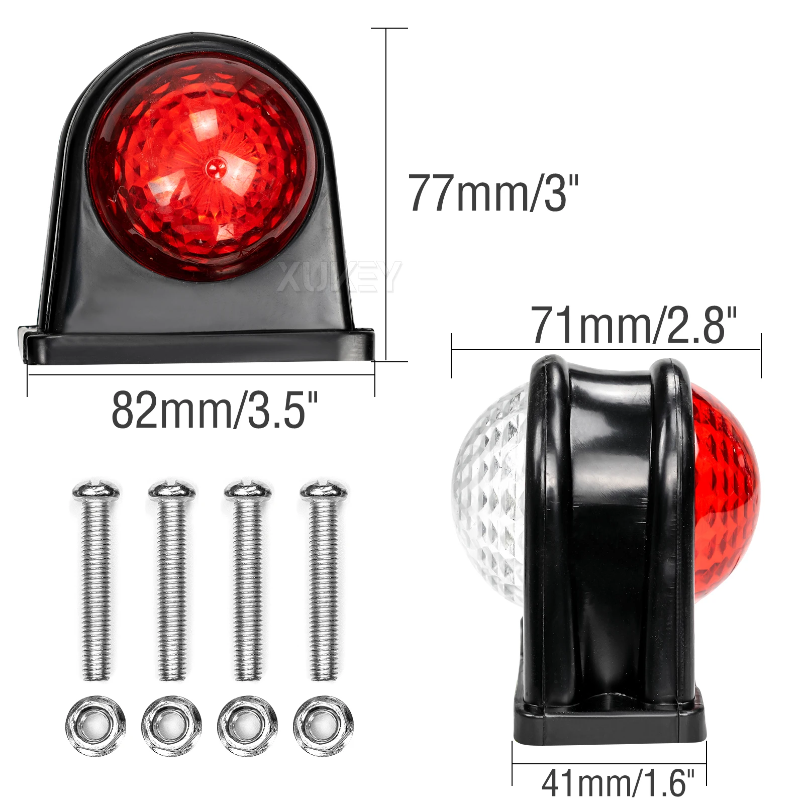 2X 8LED Clearance Elbow Rubber Light Trailer Truck Position Parking Outline 12V 24V Side Marker Lights White Red Rear Lamps