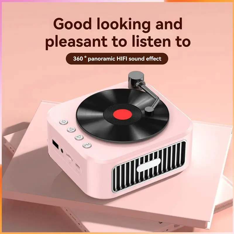 

A93Z Portable Bluetooth Speakers 18Th Century Phonograph Style Speaker 360° Stereo Sound Vinyl Record D