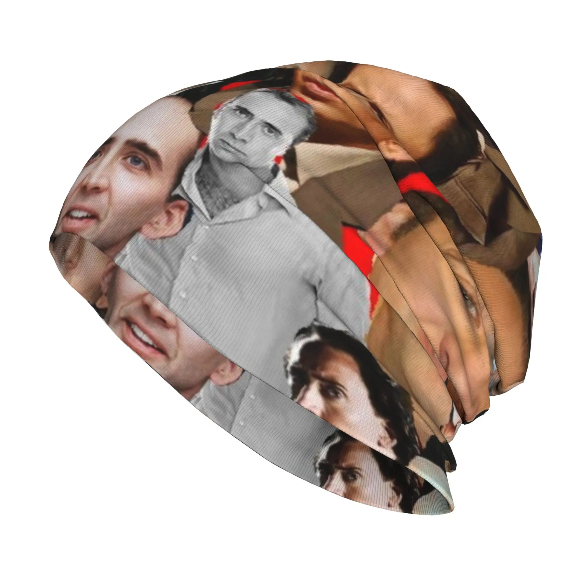 Nicolas Cage Face Collage Beanie Cap for Men Women Streetwear  Beanies Hat for Sleeping