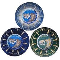 33.5mm NH35 Watch Dial Green Blue Dial Green Luminous 6 o'clock Crown Date Window fit NH35 Movement