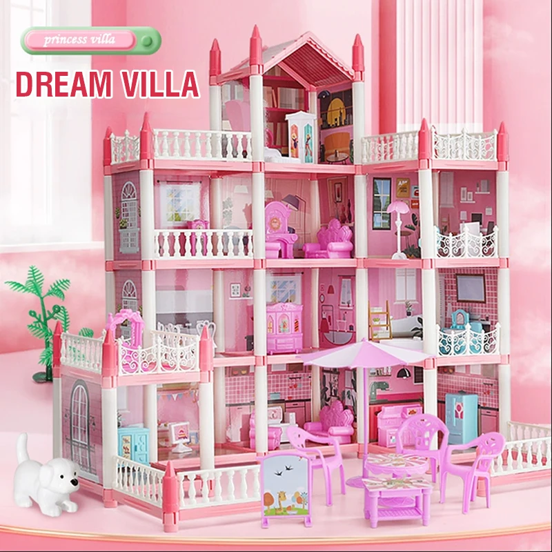 DIY Doll House Assembly Villa Castle Model Furniture Accessories Home Decoration Girl Role Play Educational Toy Birthday Gifts