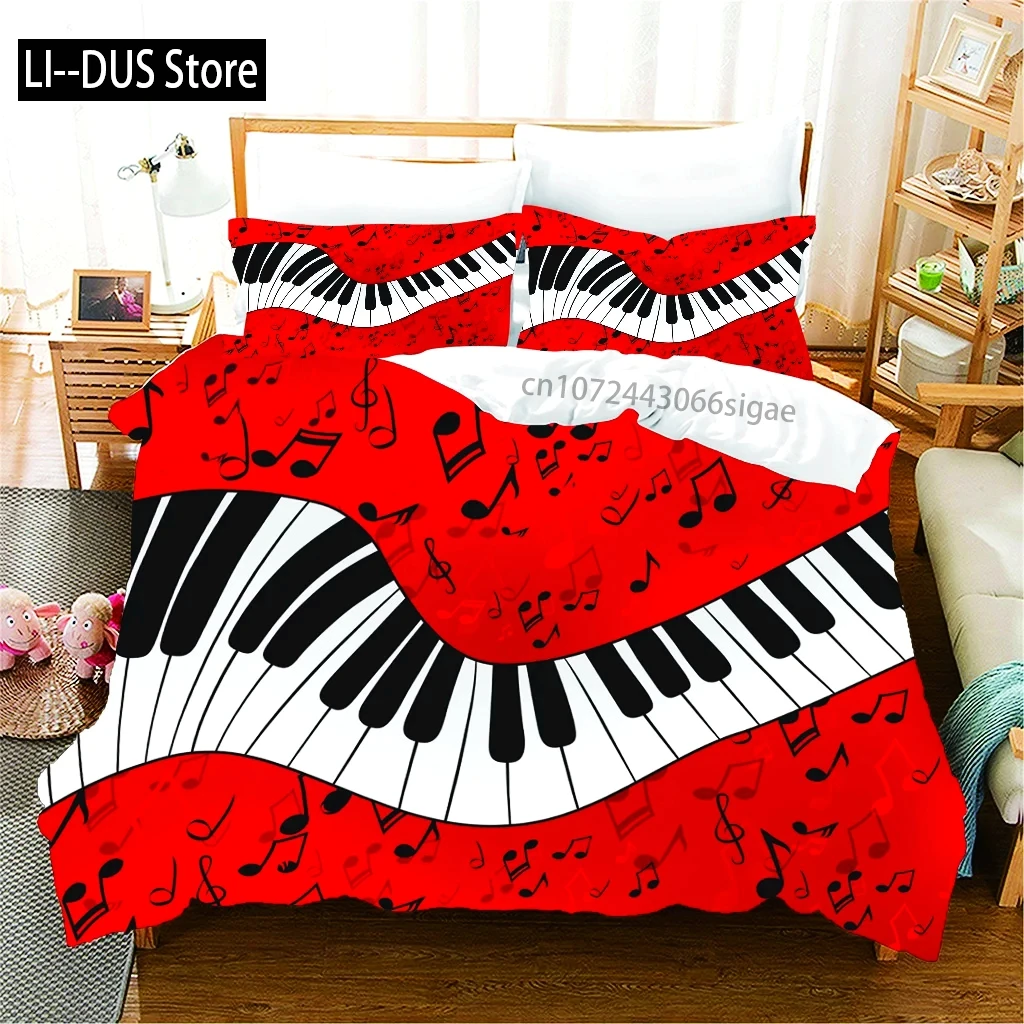 Beautiful Black Notes, Customized Bedding Set, Single Full Queen King Size Bed, Three Piece Set, 1 Quilt Cover, 2 Pillow Cover