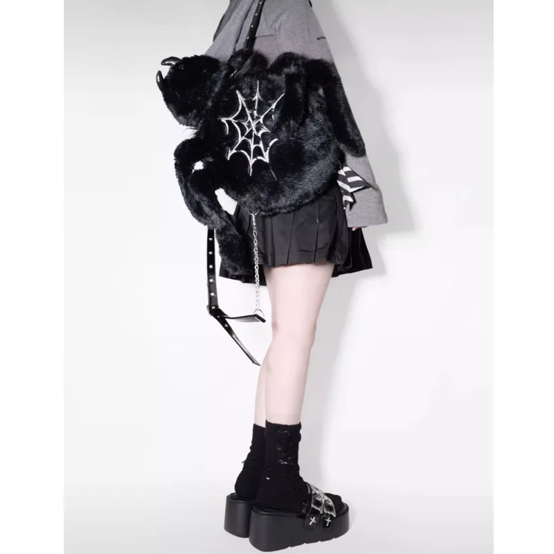 Spider Leah Spider Backpacks Punk Y2K Gollum Market Original Dark Hair Single Shoulder Diagonal Cross Bag Women's Handbags
