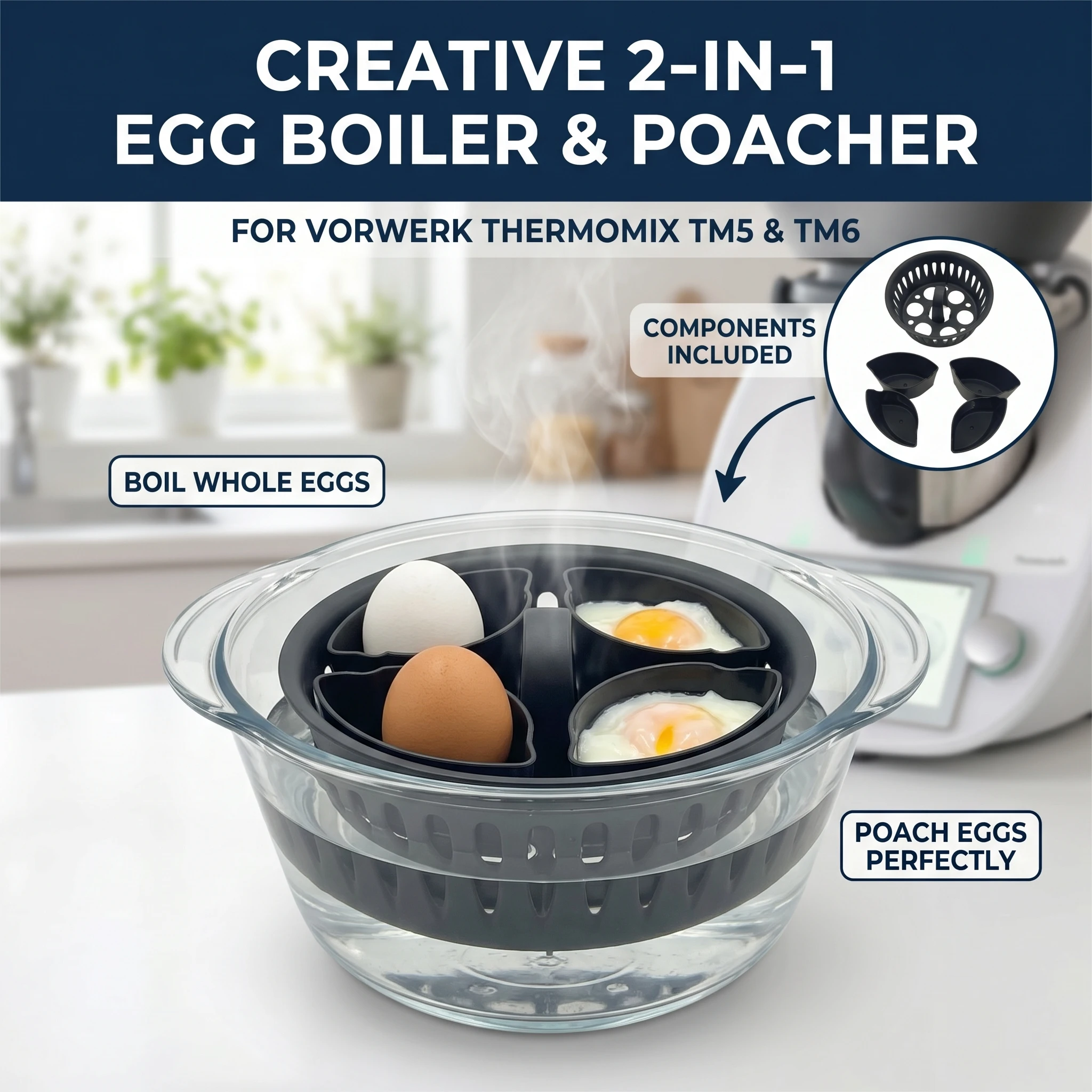 High Quality Creative 2-in-1 Egg Cooker Kitchen Tool Accessories Kitchen Small Tools Suitable for TM5 TM6 Machine Accessories