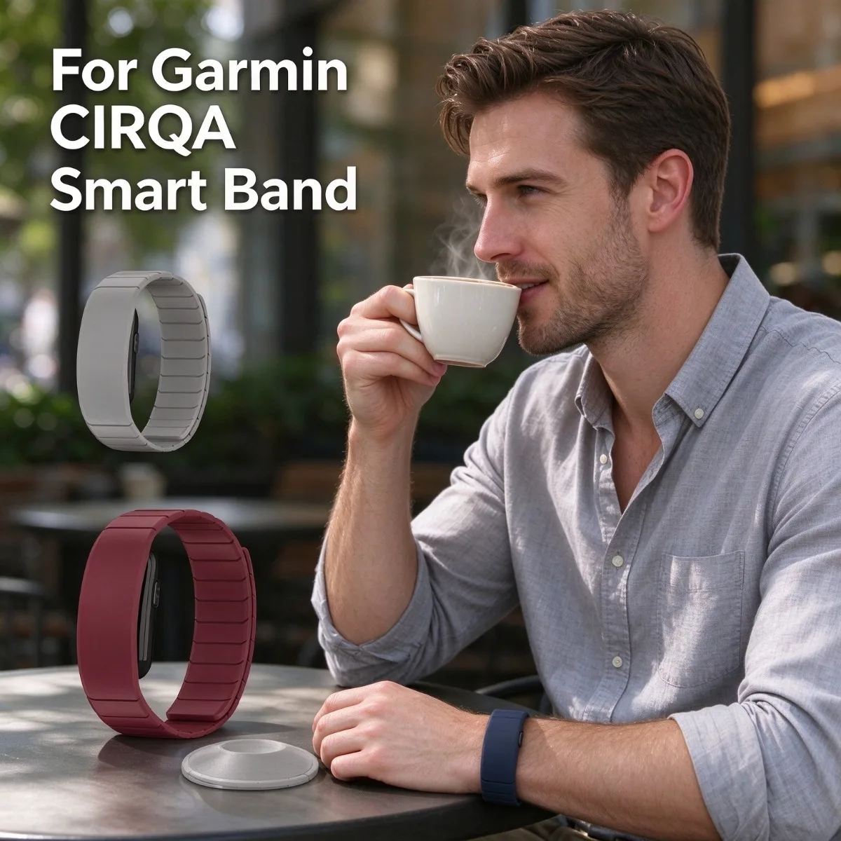 Magnetic Silicone Watch Band For Garmin CIRQA Smart Band Replacement Wristband Bracelet Business Commute Strap For Men Women