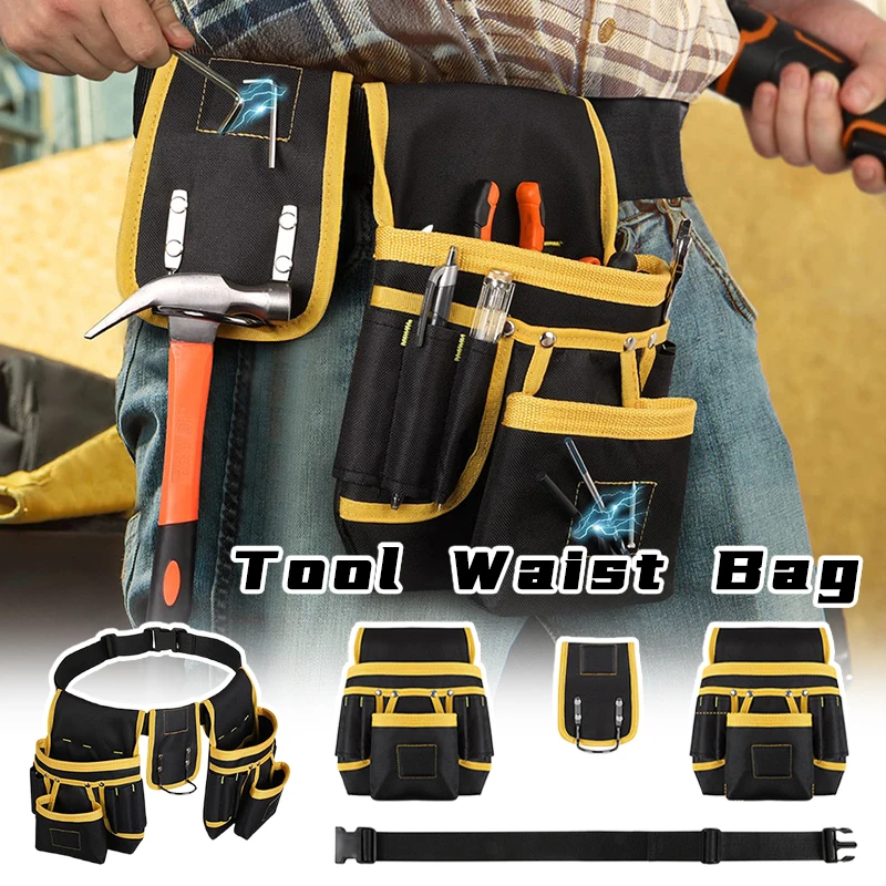 Tool belt with magnetic multi-pocket  Waist Storage Pouch Hammer Holder Nail Suction Tool Organizer Electrician Carpenter