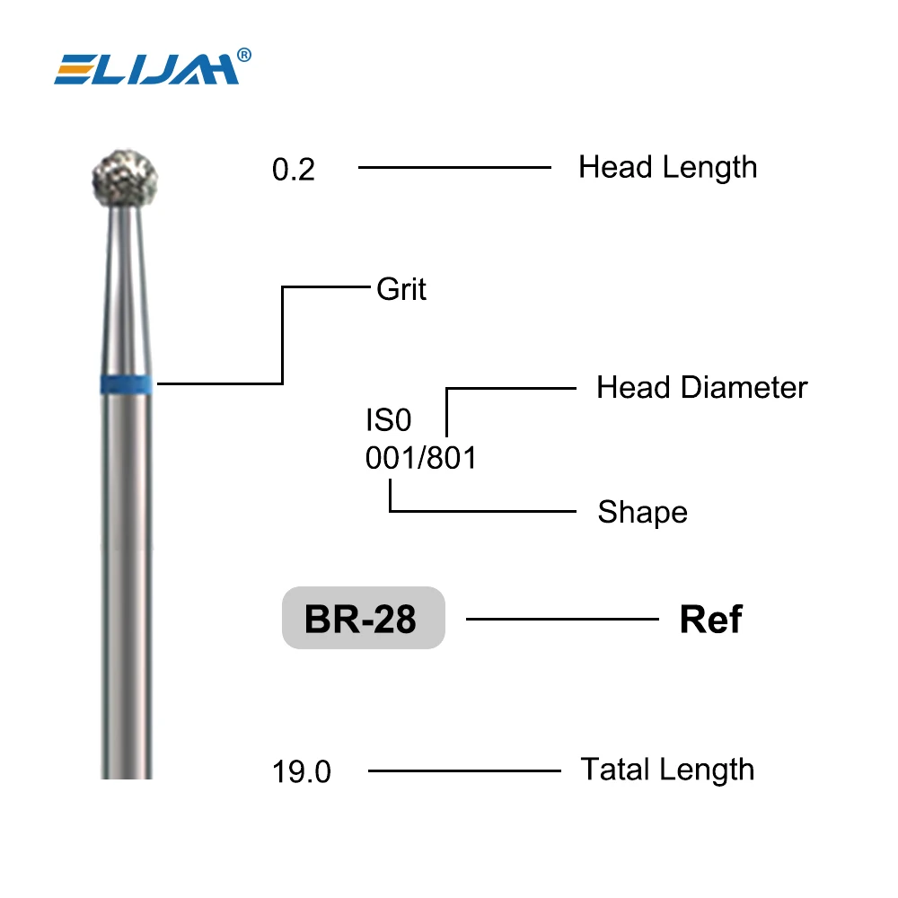 ELIJAH 5Pcs/Bag Dental Diamond Burs Drill FG 1.6mm Bur For High Speed Handpiece Dental Bur Polishing Whitening Lab Material