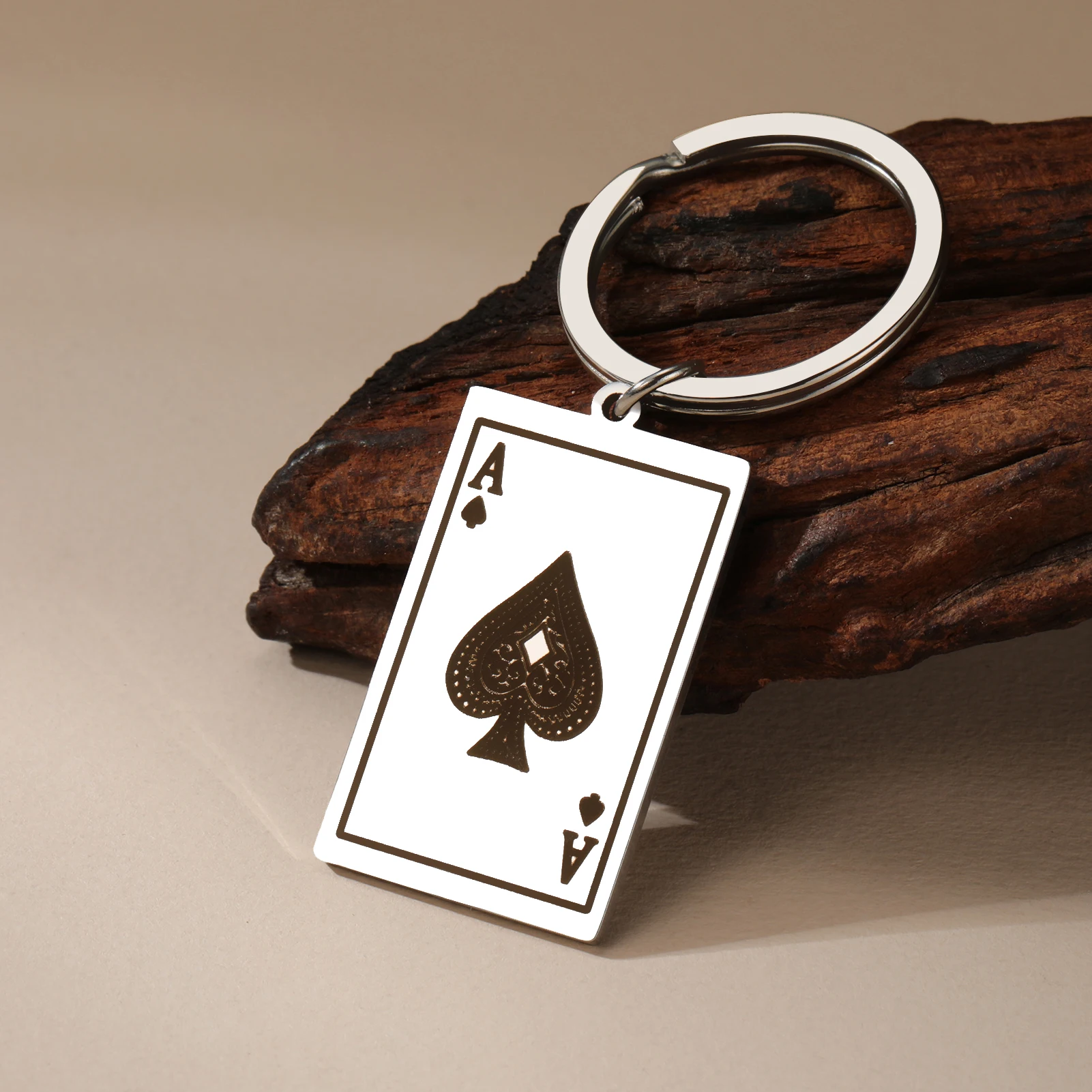 EUEAVAN 1pc Lucky Ace of Spades Stainless Steel Pendant Poker Card A Charms DIY Necklace Keychain Jewelry Making Supplies Gifts