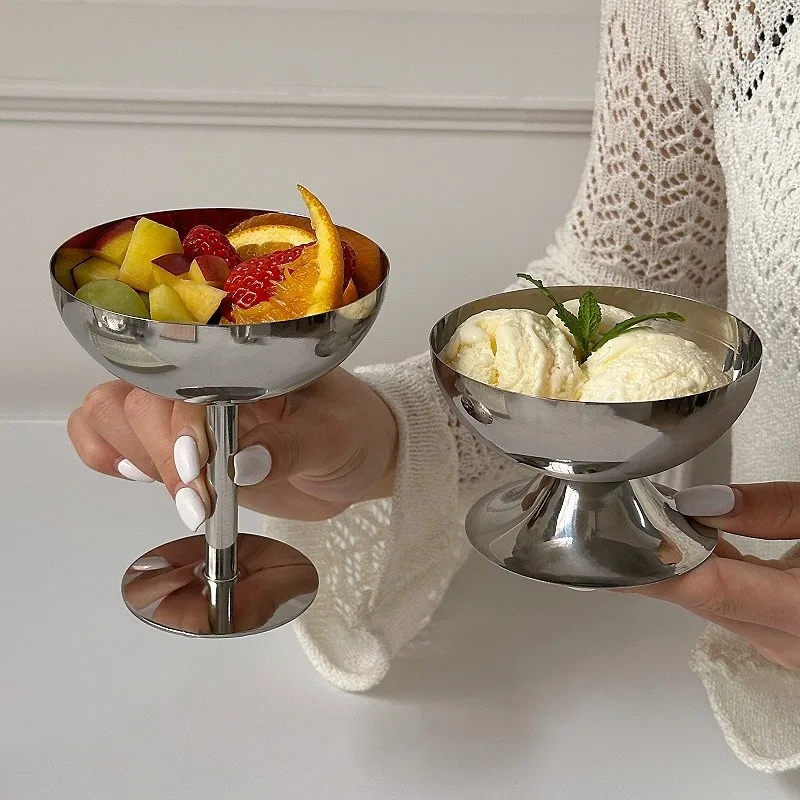

Ins Style Stainless Steel Stemware, Multi-Purpose Cocktail Cup & Ice Cream Bowl, 304 Metal for Blogger Shots